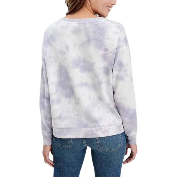 Splendid Lavender Tie Dye Waffle Knit Long Sleeve Thermal Tee Shirt Size Small - Picture 2 of 7